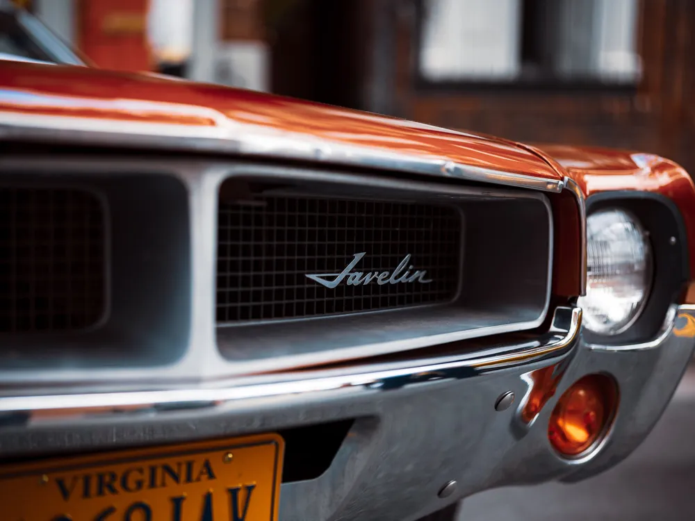 Chrome grille detail on a classic Javelin