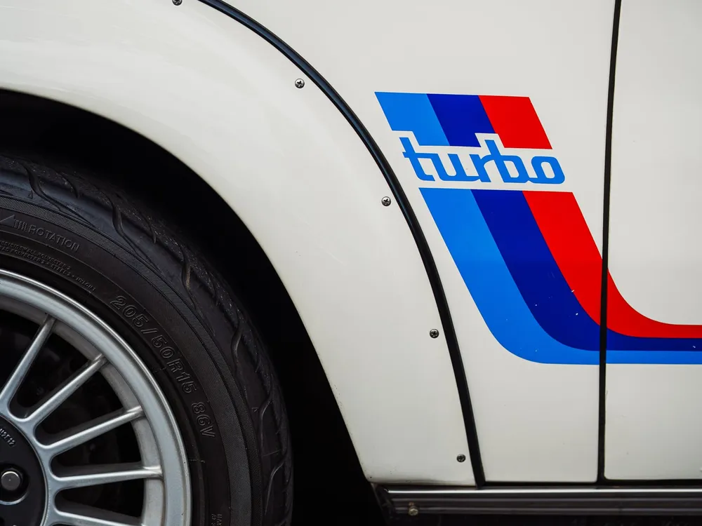 Turbo livery detail on a vintage BMW